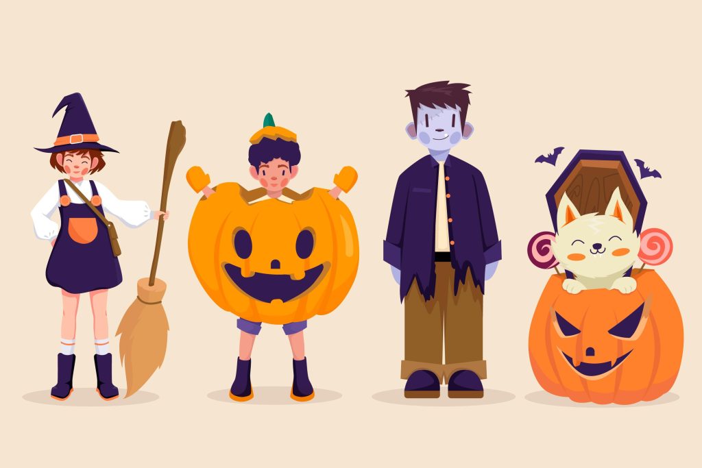 Visual orang menggunakan kostum halloween