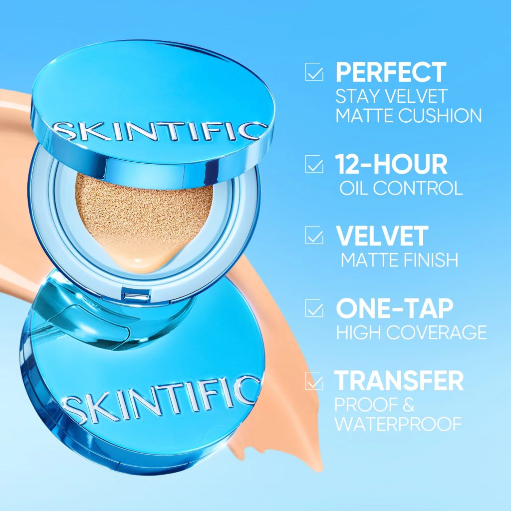 Harga cushion Skintific Perfect Stay Velvet Matte sekitar Rp98.990 (4gr) dan untuk ukuran normal sekitar Rp158.990 (11gr)