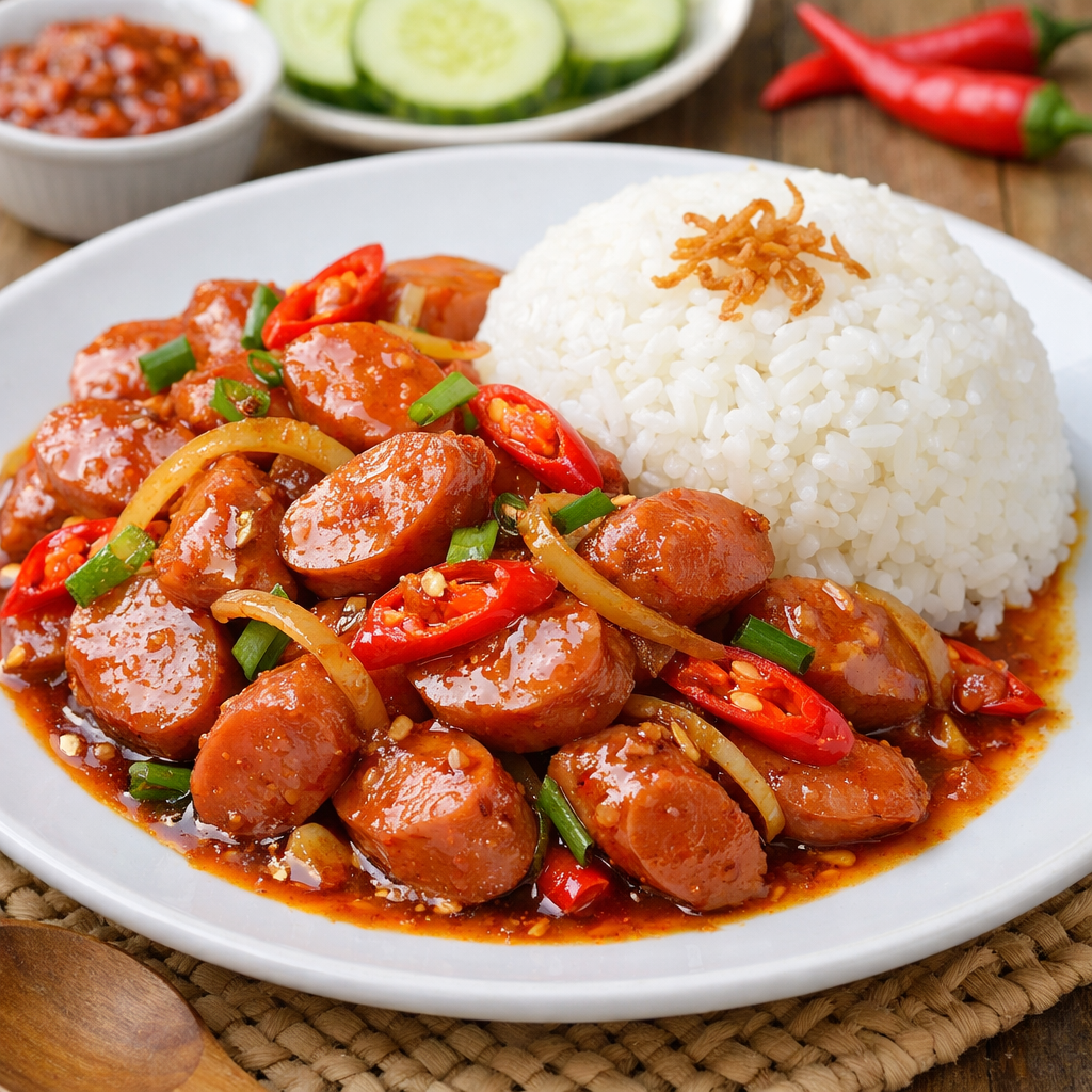 tumis sosis pedas manis