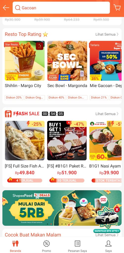 Halaman klaim voucher diskon Shopee Food.