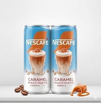 Dua kaleng Nescafe Caramel Macchiato